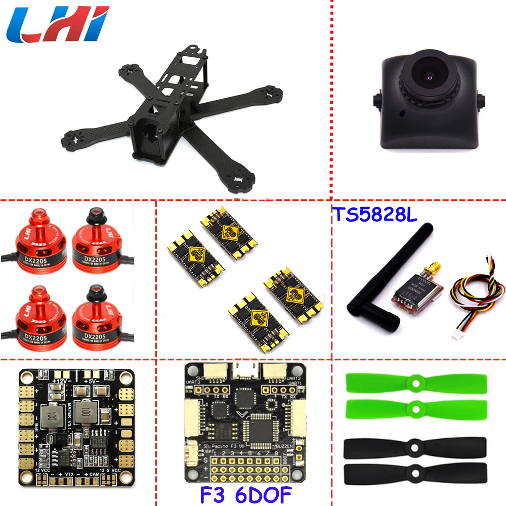 

Carbon fiber DIY mini drone 220mm quadcopter frame for QAV-X220+F3 Flight Controller LHI DX2205 2300KV Motor+30A SUPER BLHELI_S