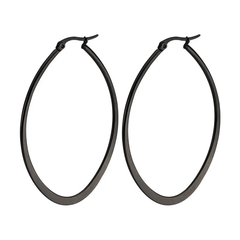 CHUKUI Stainless Steel Jewelry Women Large Gold Oval Hoop Earrings Steel Hoop Earings Punk Accessories (5)