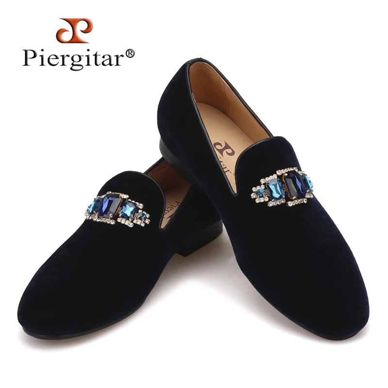 Piergitar 2019 new style Four Colors Rhinestone men shoes Fashion Party and wedding men loafers Slip-on Men's Casual Shoes