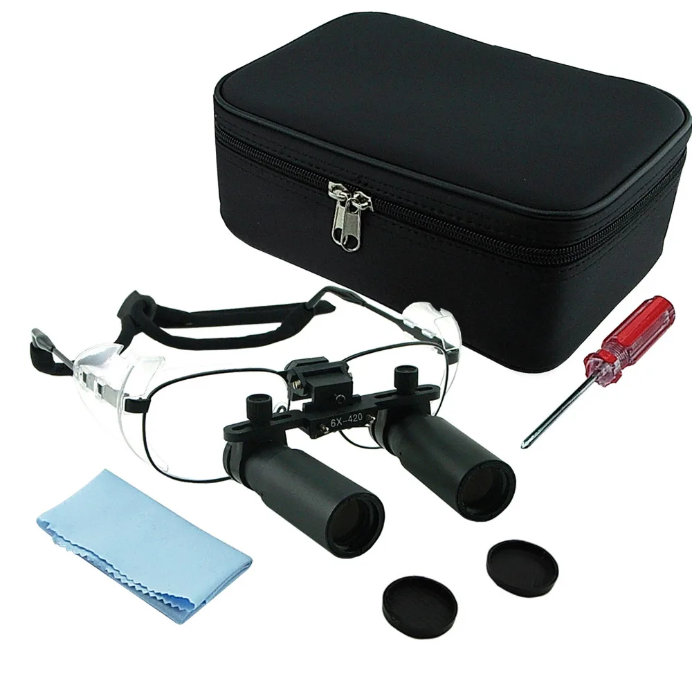 Beste 6.0x Vergroting Tandheelkundige Loepen 45mm Gezichtsveld Flip Up Flexibele Optical Glass Loupe Tandheelkunde 25mm Diepte van Veld Loupe