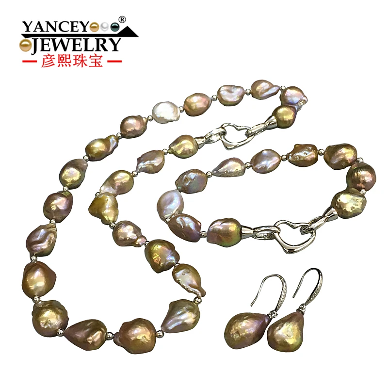 YANCEY 2017 New natural Baroque shaped bright light freshwater pearls necklaces bracelets earrings font b Jewelry