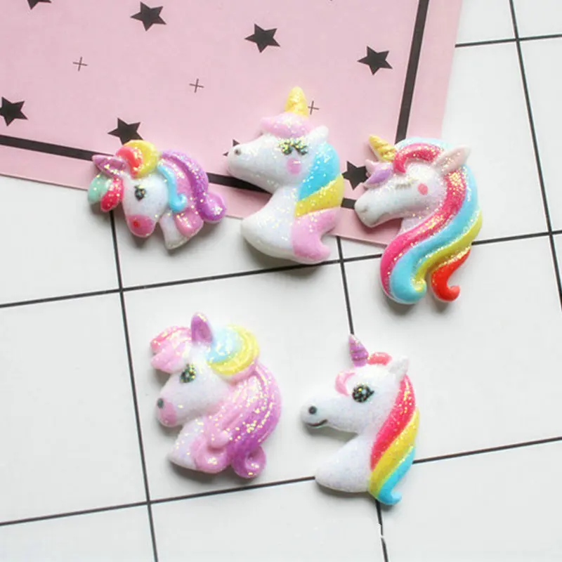 

Ya.x unicorn charm Kawaii Resin pendant charm hair accessories Flat Back Resin Cabochon DIY Decoration Accessories 20ps/lot
