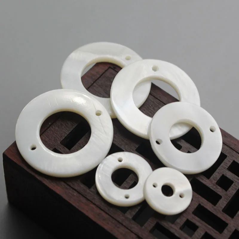 

30Pcs/pack Double Round Shape Big Round White Natural Of Pearl Shell Beads For Women Diy Earrings Pendant Jewelry Accessories