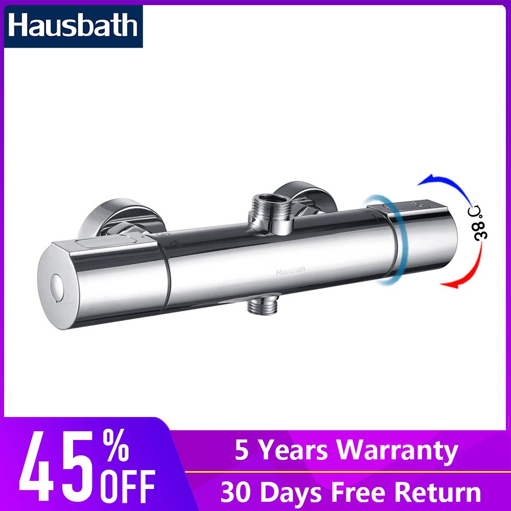 

Bath Shower Faucet Thermostatic Faucet Mixer Tap Temperature Control Chrome Finished Wall Mounted Bathroom Shower Set