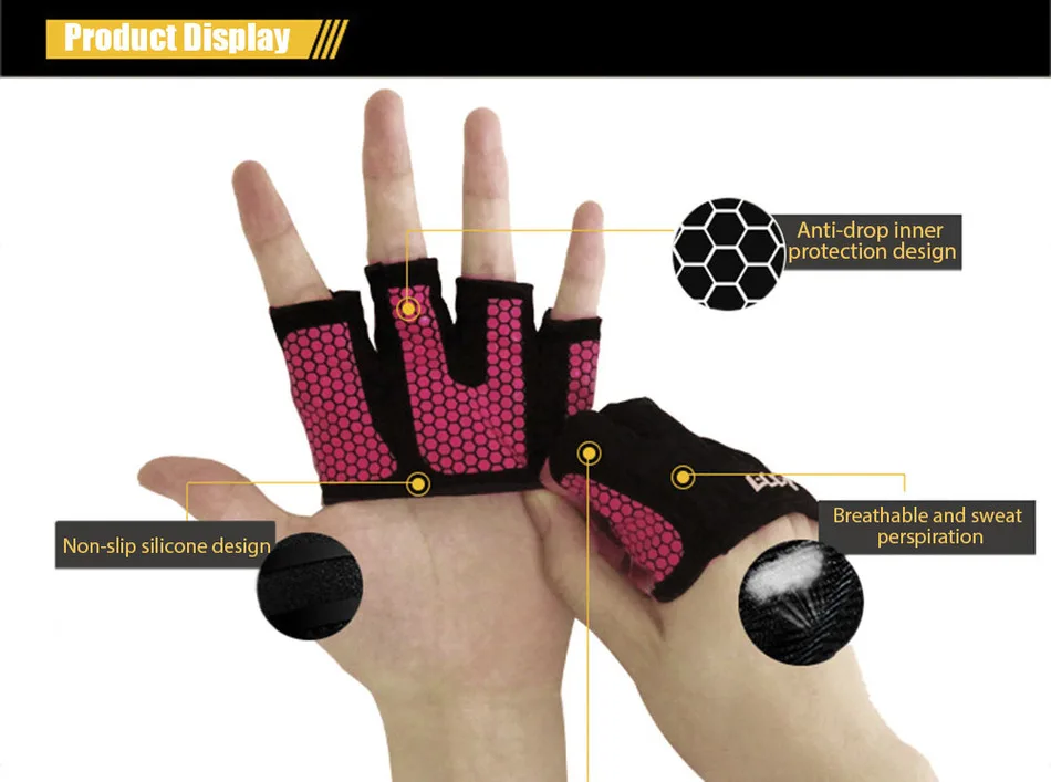 1 Pair Anti-skid Men & Women Gym Gloves Breathable Body Building Exercise Training Sports Fitness Gloves Crossfit New