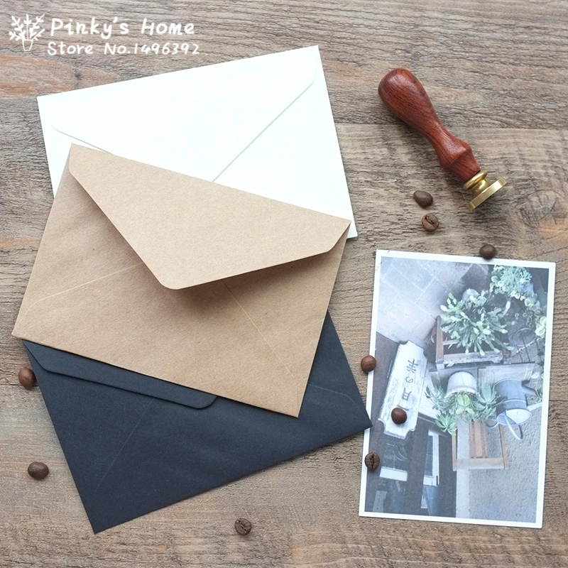 (10 unids/lote) 16,2*11,4 CM Retro sobres de papel Kraft en blanco Vintage Scrapbook sobres para postales sobres de papel Kraft sobre