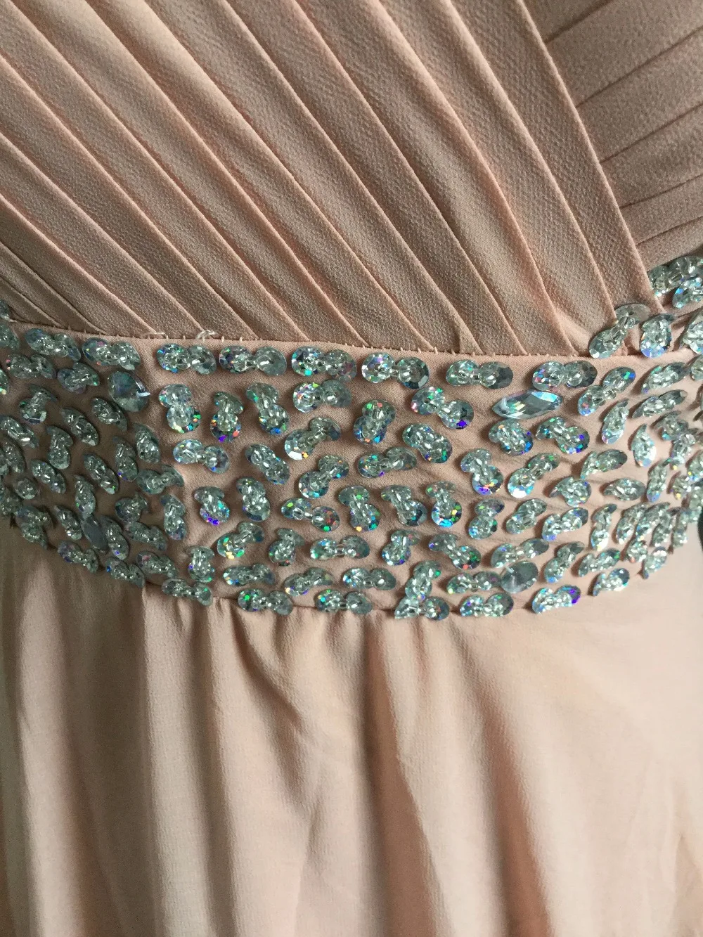 long peach wedding guest dresses