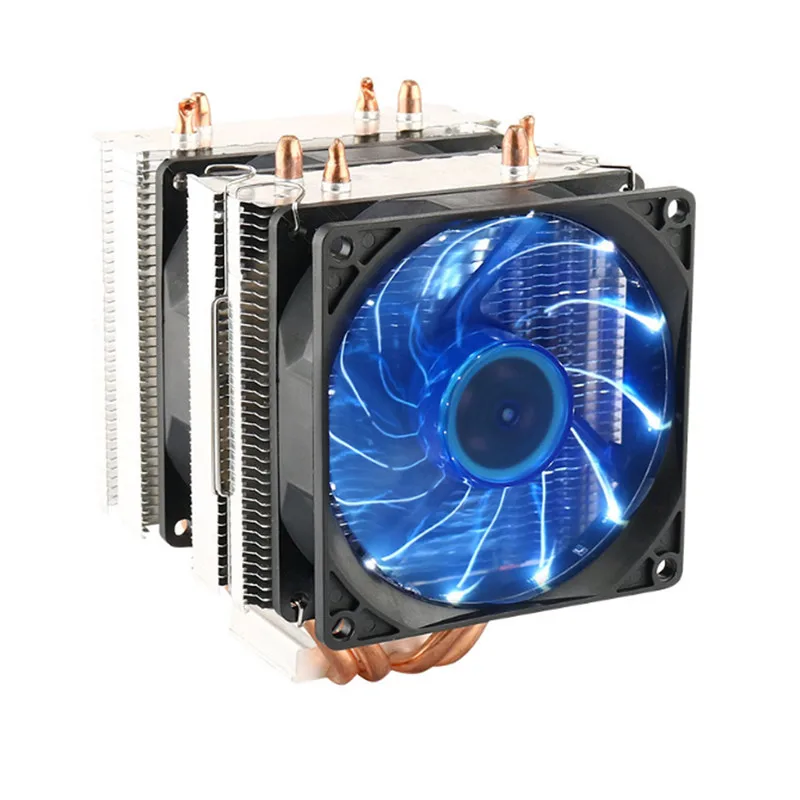 С тепловым стержнем heat pipe радиатор Процессор охлаждающий вентилятор охладитель радиатор с светодиодный вентилятор для Intel LGA 2011/1366/1155/1156/775 AMD AM2/AM2+/AM3 - Цвет лезвия: Синий