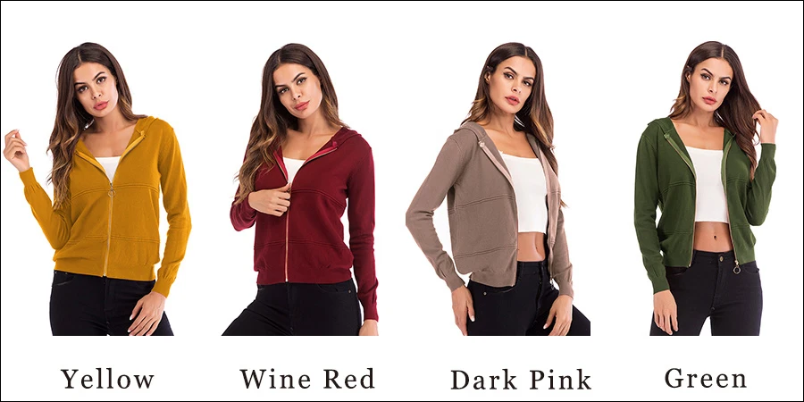Gladiolus 2018 Knitted Women Autumn Coat Long Sleeve Winter Red Slim Zipper Hooded Women Jacket Fashion Ladies Coats Outerwear (23)