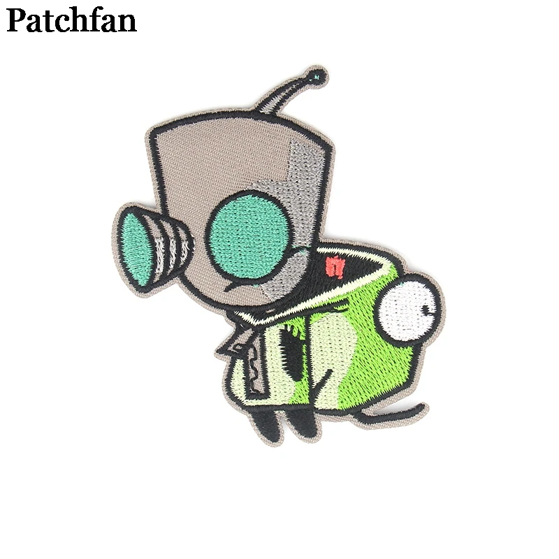

Patchfan Invader Zim applique patches diy iron on para shoe jeans bag shirt clothes jersey punk sticker embroideried badge A2230