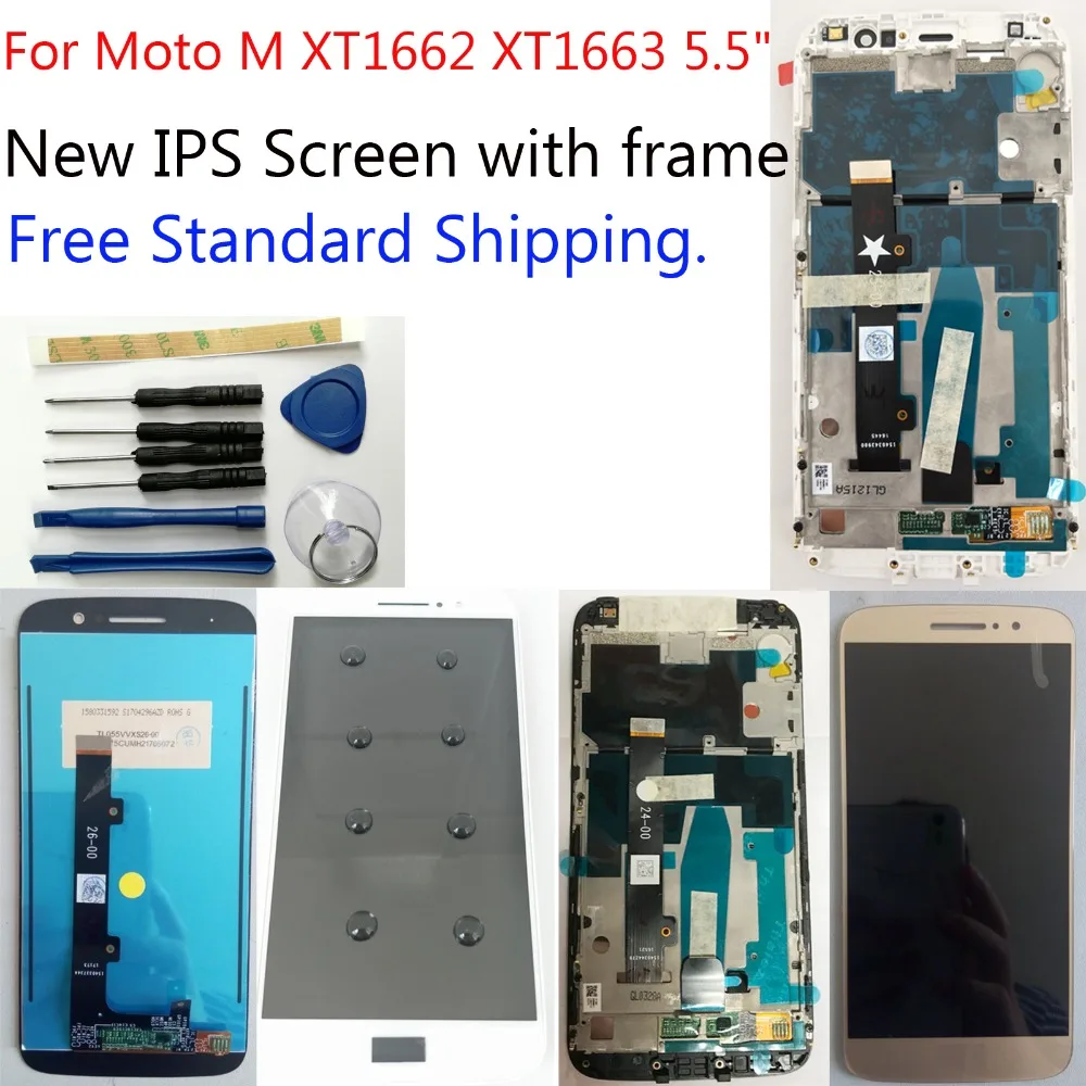 

Shyueda 100% New With frame For Motorola Moto M XT1662 XT1663 5.5" IPS LCD Display Touch Screen Digitizer with free tools