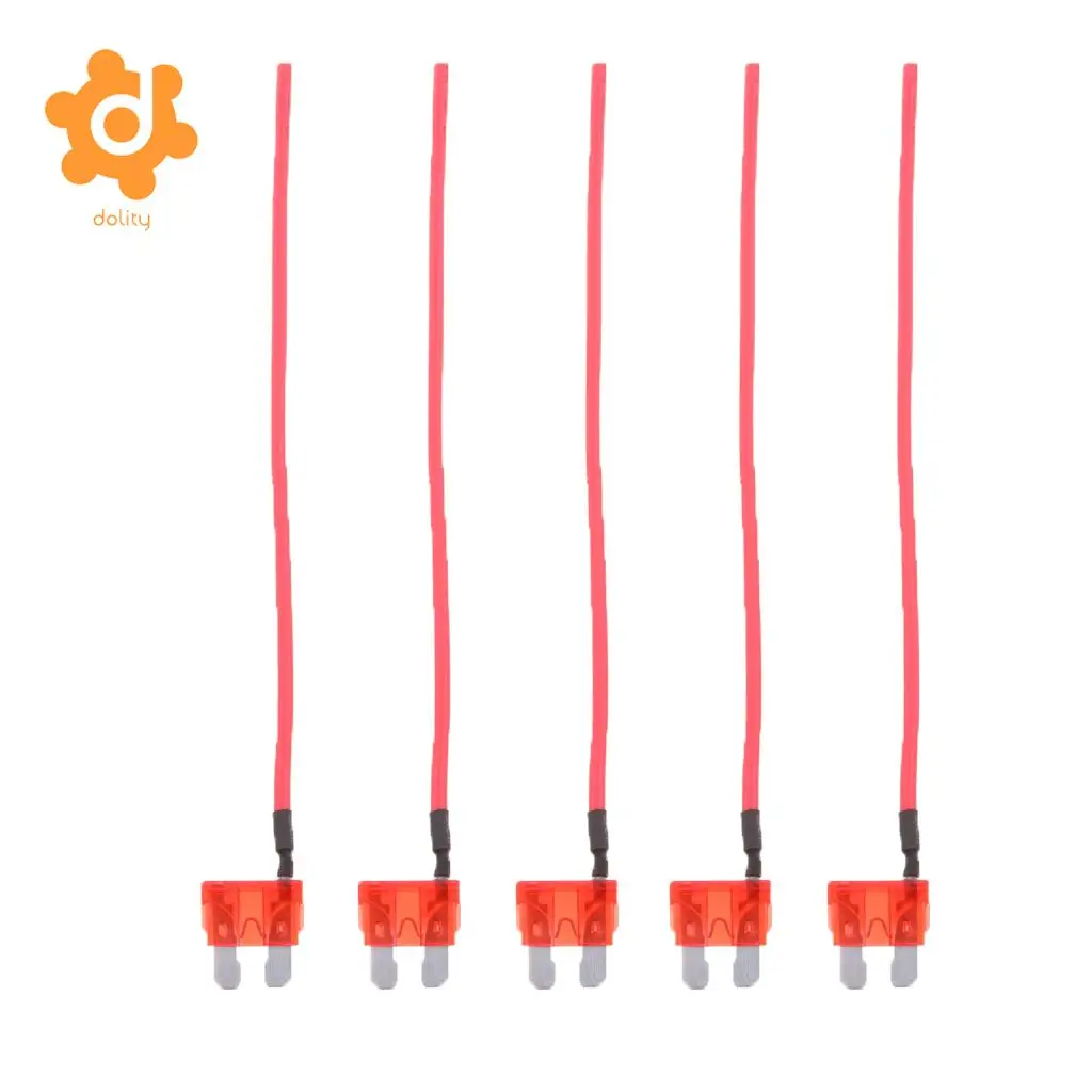 5 Pieces Car Truck Boat 10A 32V ATO ATC Medium Blade Fuses with 16 AWG Wire