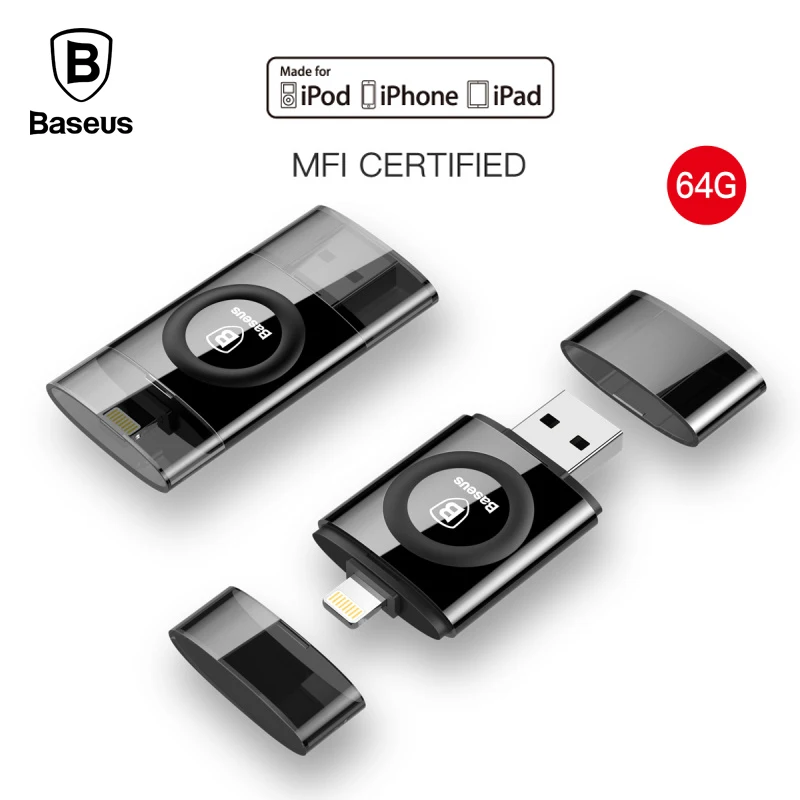 imágenes para Baseus imf obsidiana u disco para apple rayo para usb flash drive pendrive usb memory stick 64g del flash del usb del disco de u para iphone/PC imágenes para Baseus imf obsidiana u disco para apple rayo para usb flash drive pendrive usb memory stick 64g del flash del usb del disco de u para iphone/PC