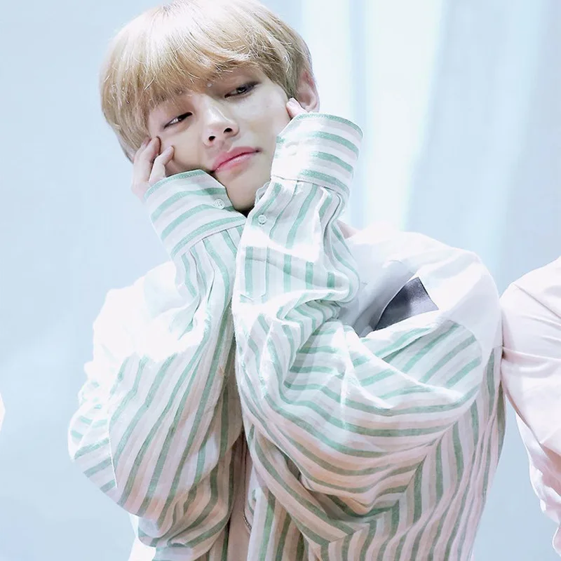 جديد kpop suag jimin V الحفل نفس الفقرة طويل الأكمام قميص شريط البلوز kpop الملابس المتناثرة معطف الكورية الشارع الشهير