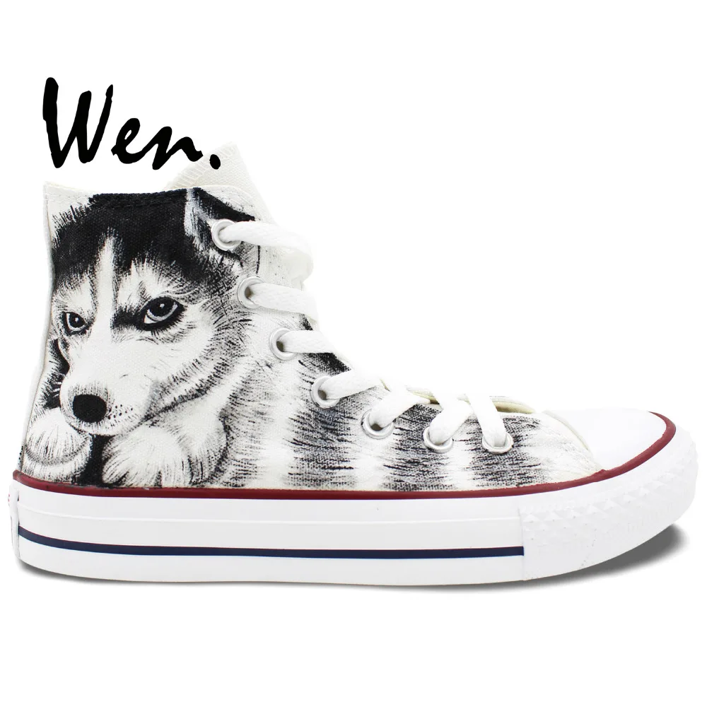 Siberian Husky Shoes High Top Canvas Sneakers 