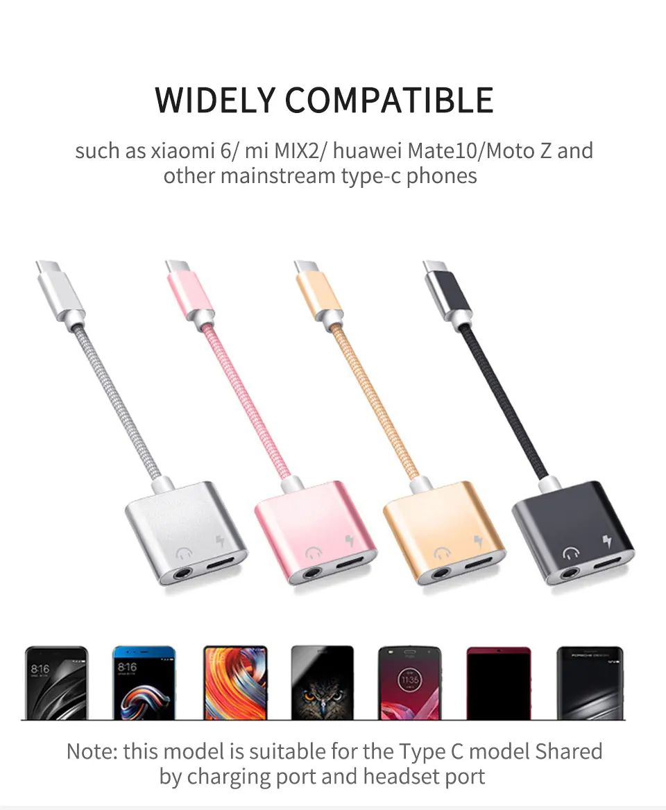 Type-C To 3.5mm Audio Jack Adapter USB C to Headphone Charging Audio Converter Cable For Huawei mate10 P20 Xiaomi M6 6X  (8)