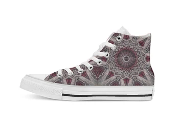 

Agate Red Grey Stone Mandala Design Novelty Design High Top Canvas Custom Shoes flat Casual shoes Drop Shipping