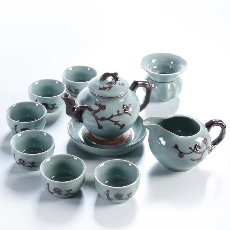 

Elegant Embossed Porcelain Tea Set Teapot Teacup Tea Pitcher Jug Gaiwan And Plate For Family Party Ceramics Drinkware Best Gift