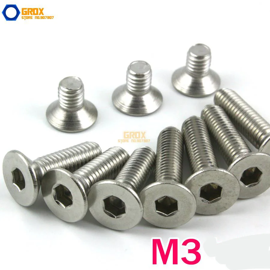 M3 플랫 헤드 소켓 캡 나사 316 스테인레스 스틸 마린 그레이드