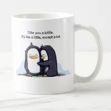 Милая кофейная кружка с надписью «I Like You a Lottle Penguins», чайная чашка, забавная кавайная кружка с пингвином и цитатой любви, кружки, необычные подарки на день Святого Валентина