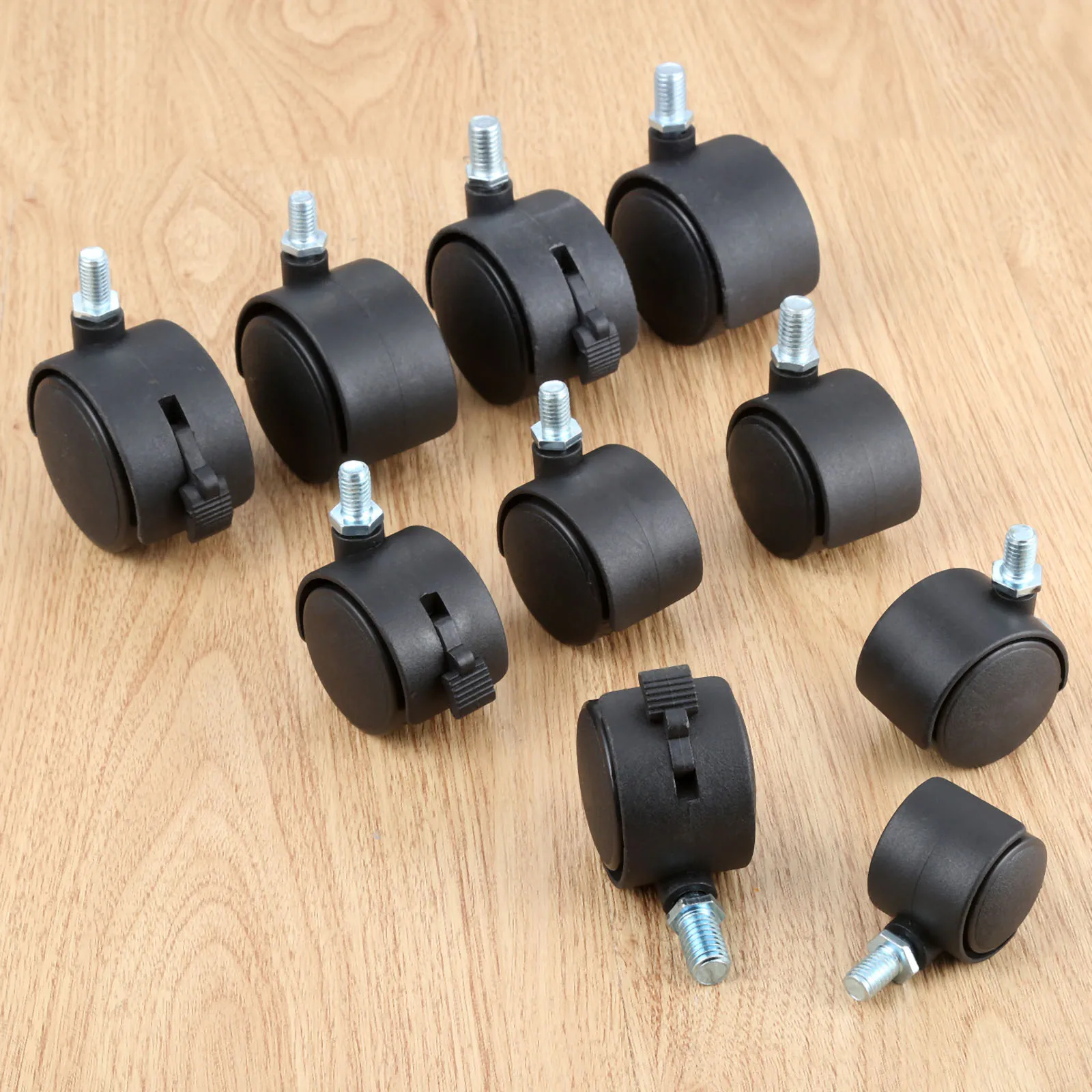 

1Pc Replacement Silent Swivel Casters Office Chair Black Plastic Furniture Hardware Sofa Wheels Rolling Roller Caster 8mm 10mm