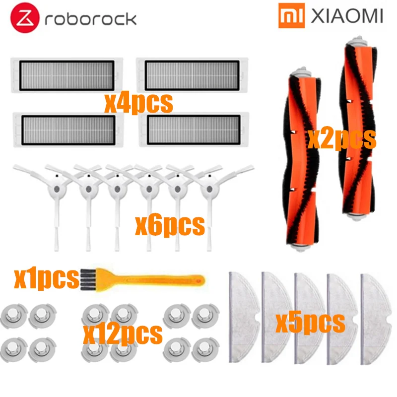 

for Xiaomi Roborock S50 Vacuum Cleaner Parts side brush+HEPA filter+main brush+Water tank filter+Mop Cloths Roborock accessories