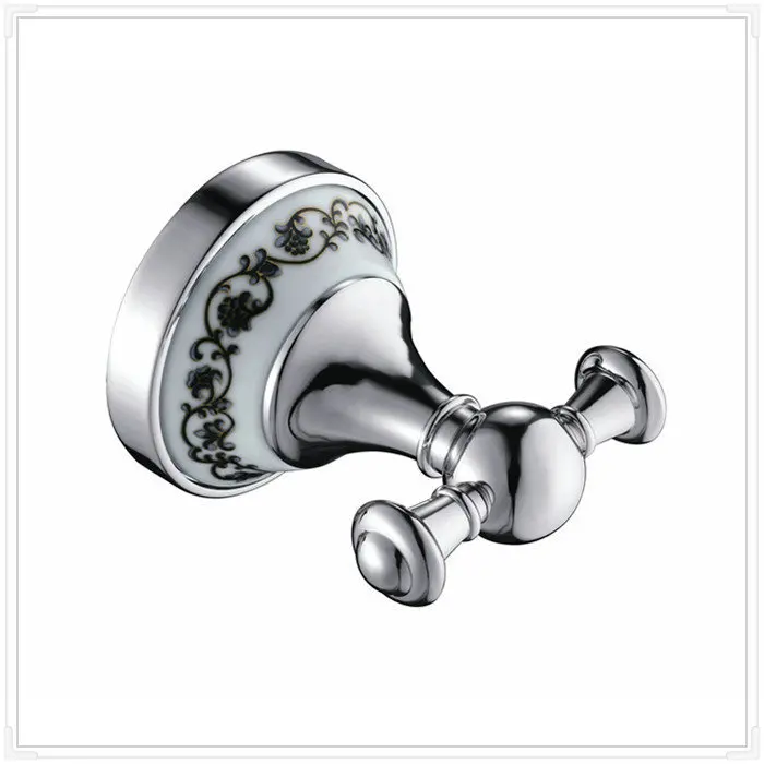 Free Shipping brass Bathroom ceramic Double Robe Hook Towel Hooks Coat Hat Hanger DB009G |