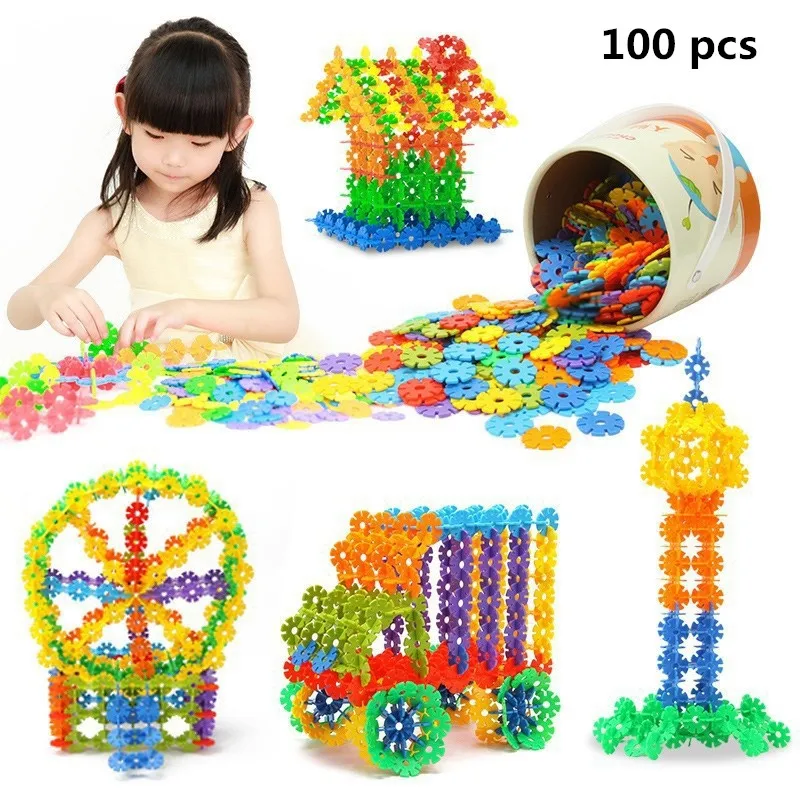 100 Pcs 3D Puzzle Jigsaw Plastic Snowflake Building Building Model Puzzle Educational Intelligence font b Toys
