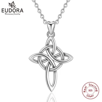 

EUDORA 925 Sterling Silver irish Four-Cornered Celtics Knot Pendant Necklace For Women mom Fine Jewelry for Dropshipping CYD302