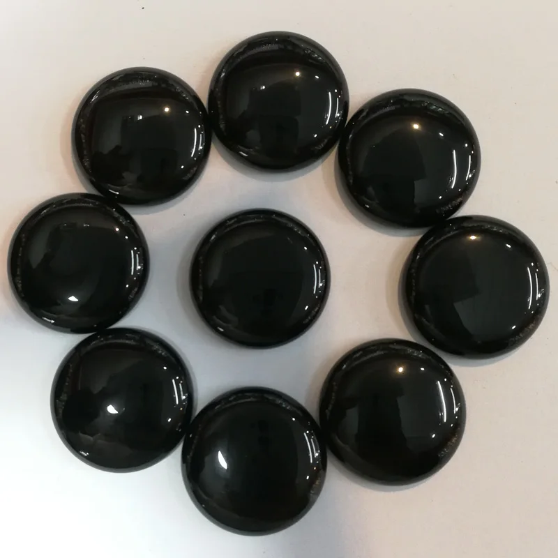 

Fashion natural black onyx stone 25mm round shape beads cab cabochon for jewelry making 20pcs/lot Wholesale free shipping