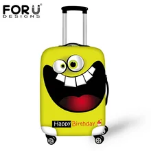FORUDESIGNS/эластичная Защитная крышка багажника с милыми улыбающимися принтами для лица, Водонепроницаемые Дождевики для чемодана 18-30 дюймов, пылезащитный чехол
