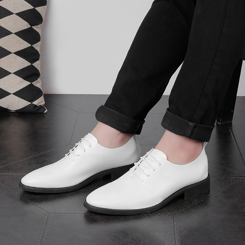 Lace Homens Erkek Ayakkabi Preto branco Simples Se Sapatos Estilo up Formais Dos Qualidade Moda Mycolen Vestem Oxford Marca Altura ZxP5qCRTw