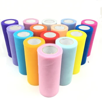 Rouleau de Tulle pour Décoration de Mariage, Bobine de Tissu, Tutu, Organza, Laser, Bricolage, Fournitures de ixd'Anniversaire, 25 Yards 15cm 1