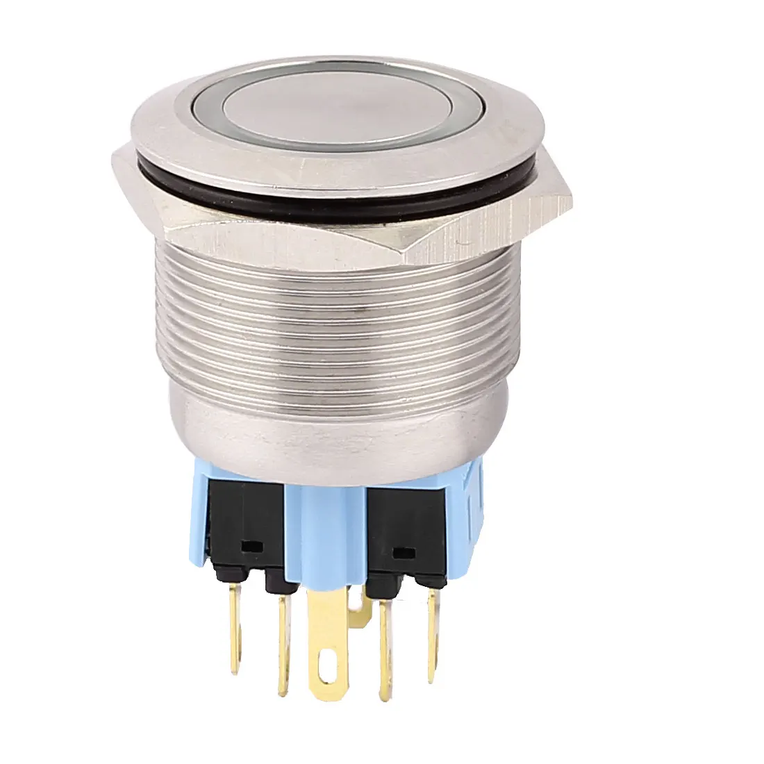 

UXCELL 12V 20Mm Green Led Light 25Mm Mounted Thread 6 Pins Dpst No/Nc Latching Push Button Switch