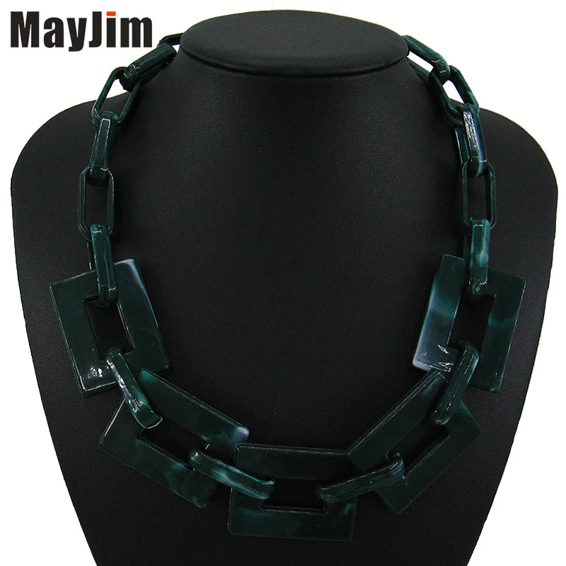 

New Statement Big block Natural pattern personalized Necklace Women bohemian Chain Choker Necklaces & Pendants Vintage Fashion