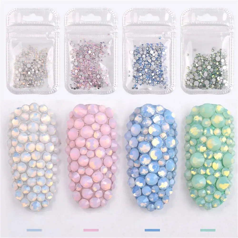 

1 Pack Flat Bottom Nail Rhinestones Opal Colorful Crystal Glass Gems For DIY UV Gel 3D Nail Art Decorations Multi Size SS4-SS20