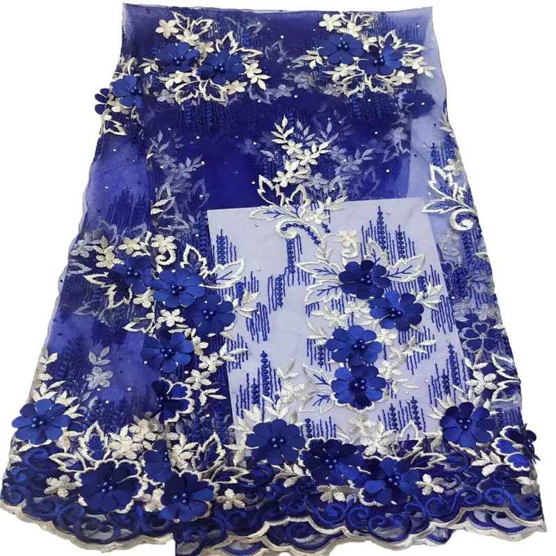 

2018 French Embroidery Mesh TulLe Lace Fabric 3D Applique African Beaded Lace Fabrics Wholesale For Wedding Party HJ747-2