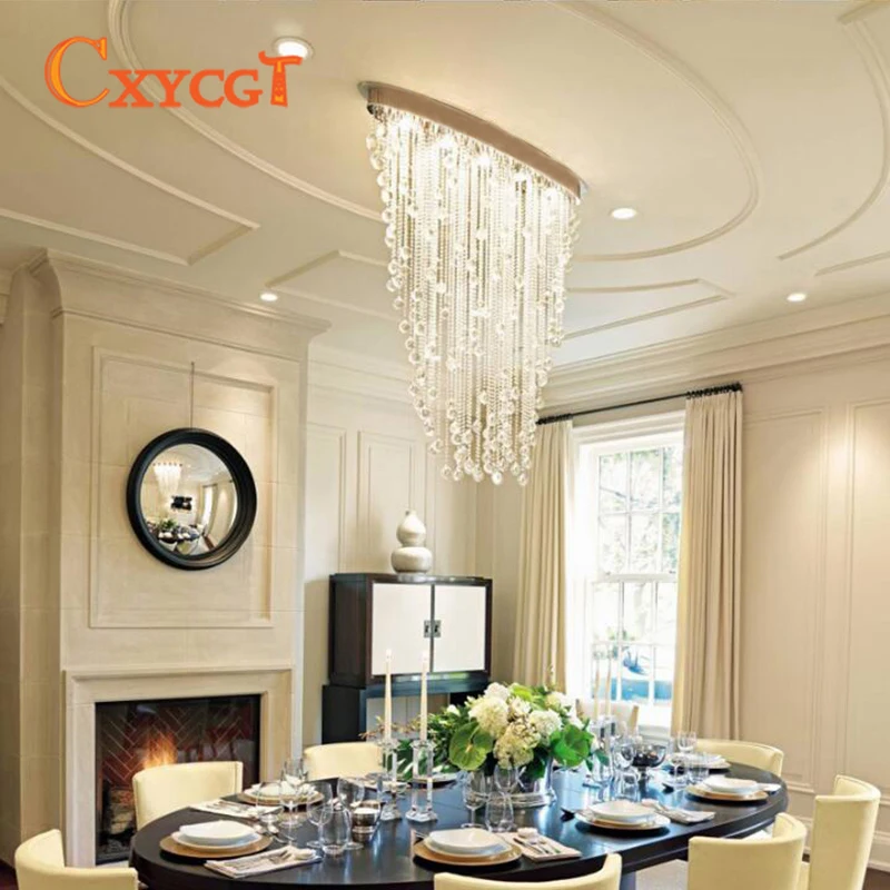 

Elegant Oval Curtain Style Luxury Modern LED Crystal Chandelier for Living Room Restaurant Hotel