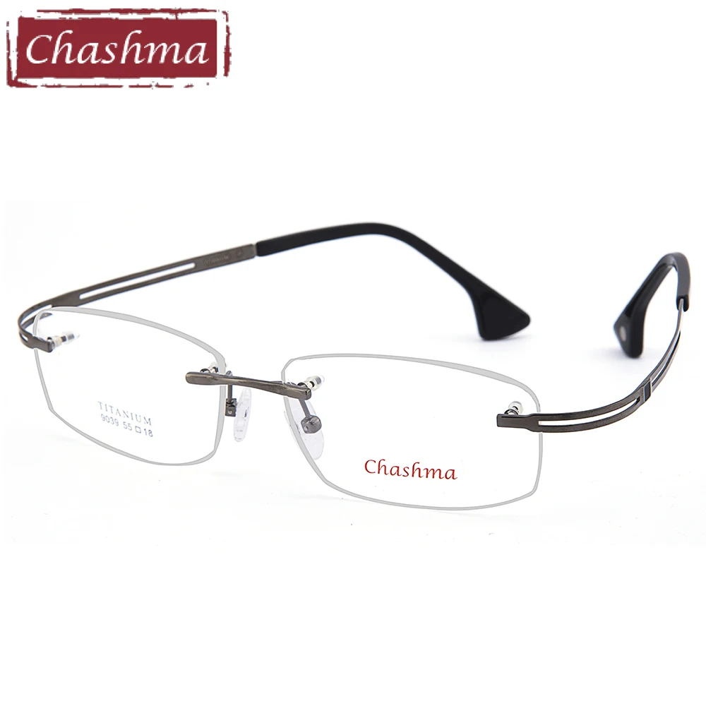 

Chashma Top Quality Eye Glasses Rimless Titanium Light Optical Glasses Frame Men Big Face Wide Myopia Eyewear Frames