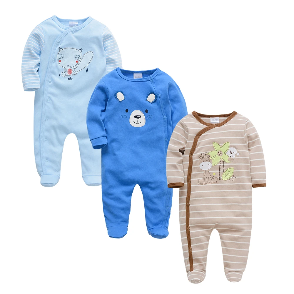 Kavkas/одежда для малышей; лето-осень г.; хлопковая одежда с длинными рукавами и рисунком медведя; костюм для новорожденных мальчиков и девочек; комбинезоны