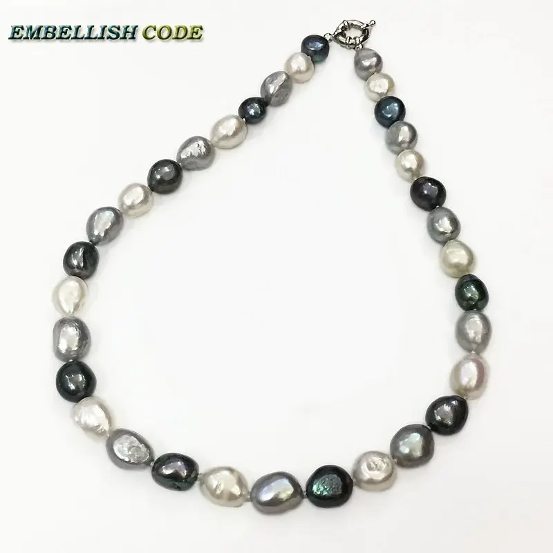 

graceful tear drop semi baroque irregular pearl choker necklace white grey black blue Peacock Mixed color freshwater pearls