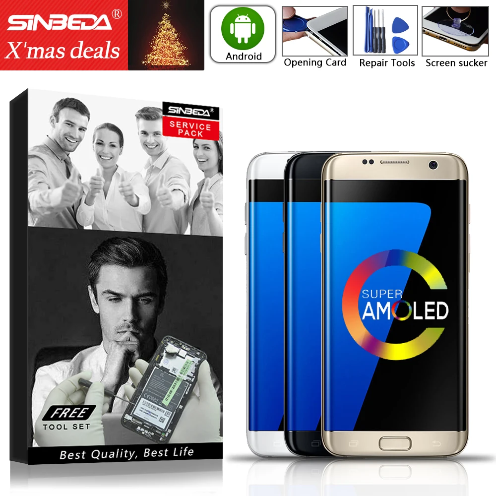 

5.5"Sinbeda AMOLED For SAMSUNG Galaxy S7 Edge Display with Frame G935F For SAMSUNG S7 Edge LCD Screen SM-G935F G935 LCD Original