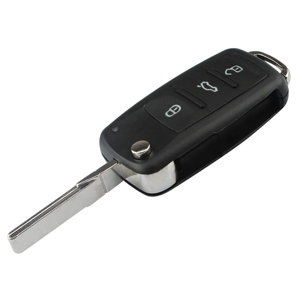 Складной ключ с 3 кнопками для VW Tiguan Golf Sagitar Polo MK6 Touareg Uncut Blade HU66 Fob чехол для 5K0837 202 AD