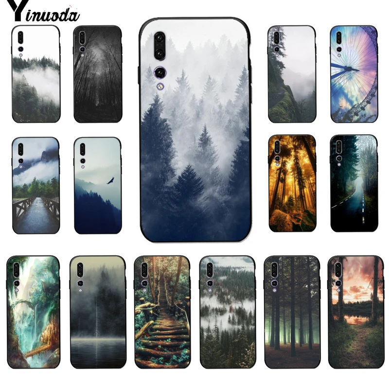 Черный мягкий чехол Yinuoda Forest Mist Sky из ТПУ для телефона Huawei P10 plus 20 pro P20 lite mate9 10 honor10