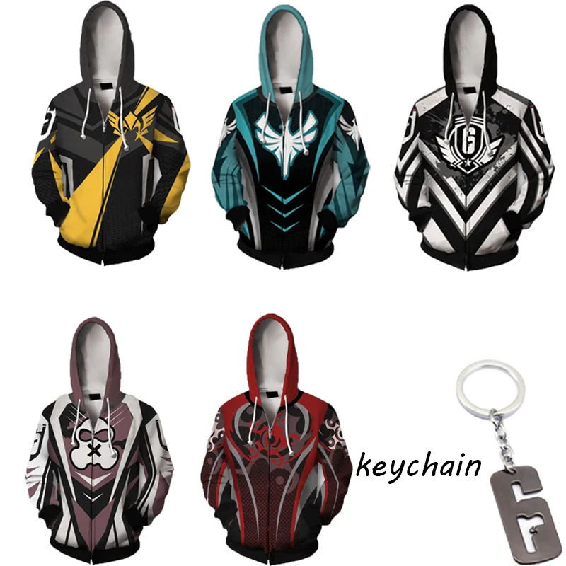 

Rainbow Six Siege Hoodie Jackets Men Male Hoodies Sweatshirts Streetwear Rainbow Six Costumes Mens Boys Zipper Hat Clothes Tops