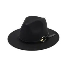 Women Men Wool Fedoras Hat For Gentleman Elegant Lady Wide Brim Jazz Church Hats For Winter Autumn Godfather Sombrero Cap