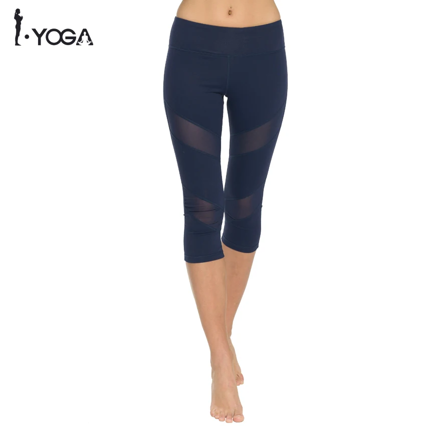 

Women Yoga Fitness Sports Capris Leggings Pants High Waist Tights Running Gym Mesh Sport Workout Legging Stretch Training Pants