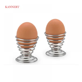 

High Quality Eco-friendly Kitchen Breakfast Hard Boiled Metal Egg Cup Spiral Spring Holder Egg Cup