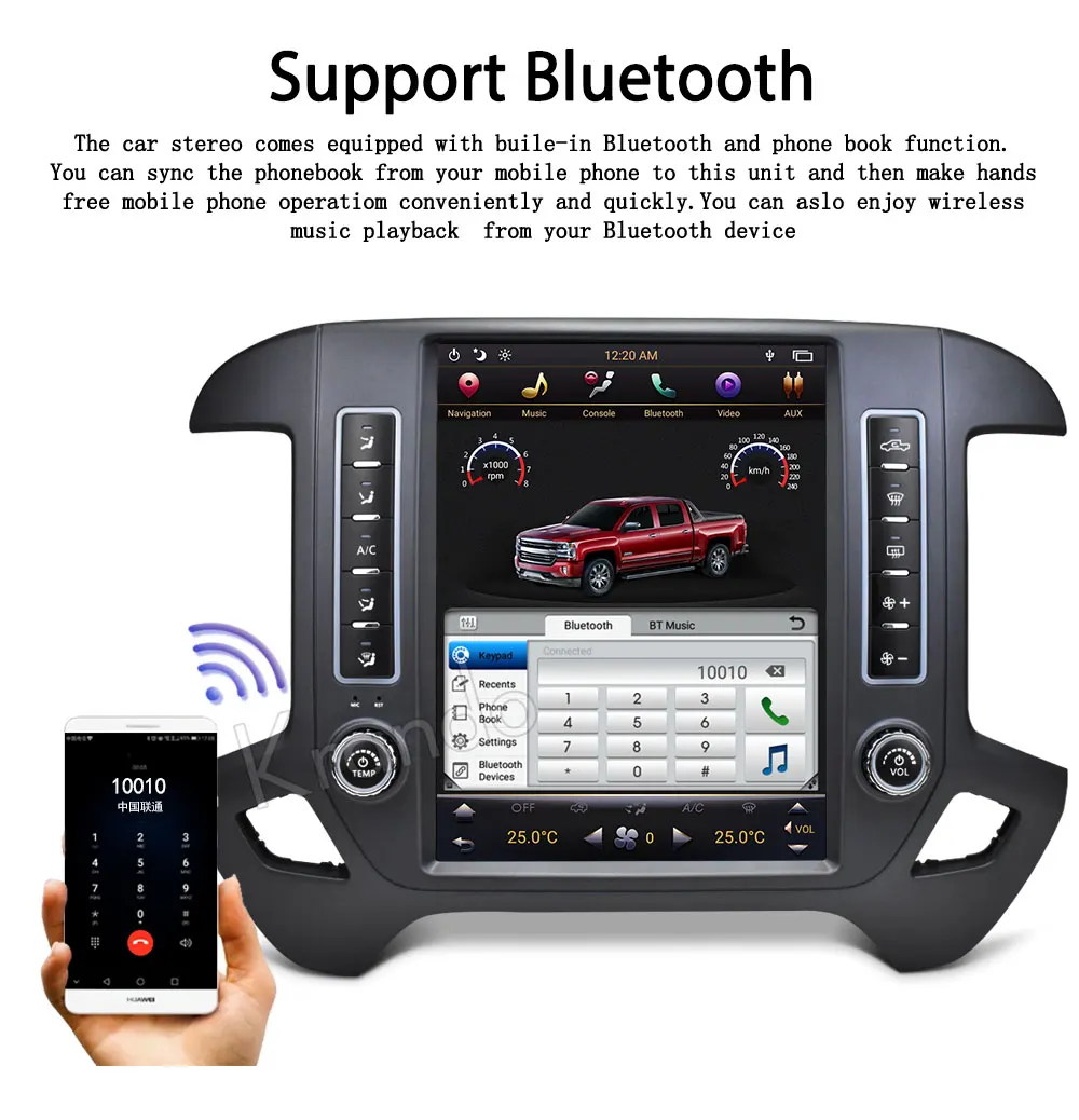 Excellent Krando Android 8.1 12.1" Tesla style Vertical car radio For Chevrolet Silverado and GMC Sierra 2014-2018 navigation player 7