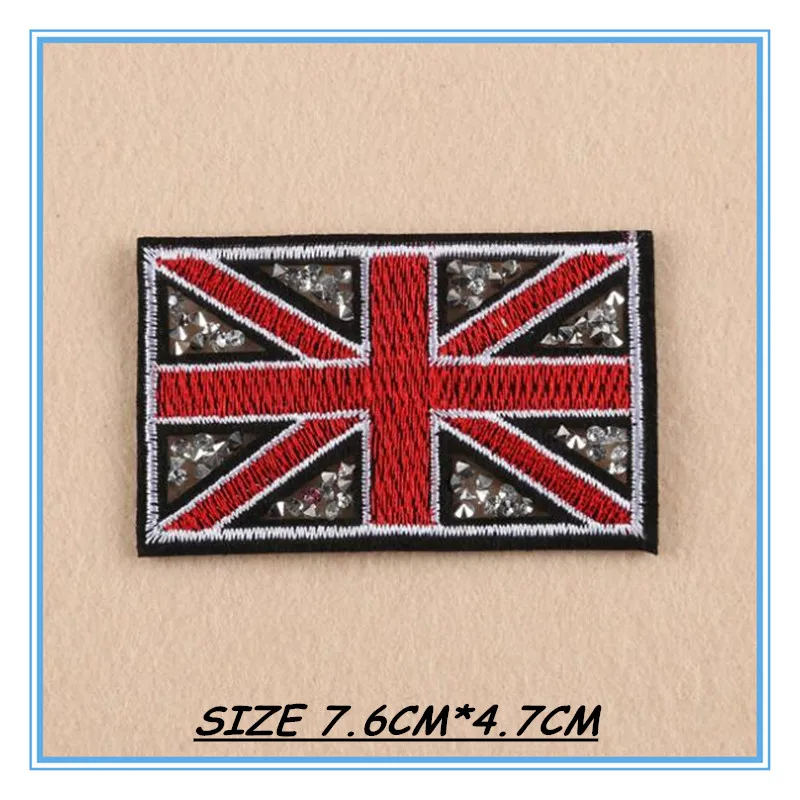 

DOUBLEHEE151 National Flag Patches Crystal Embroidered Iron On Patch For Clothing Sticker Badge Paste For Clothes Bag Pants